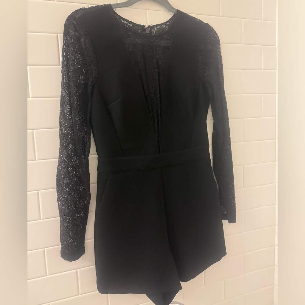 Bebe black lace romper perfect for party perfect price